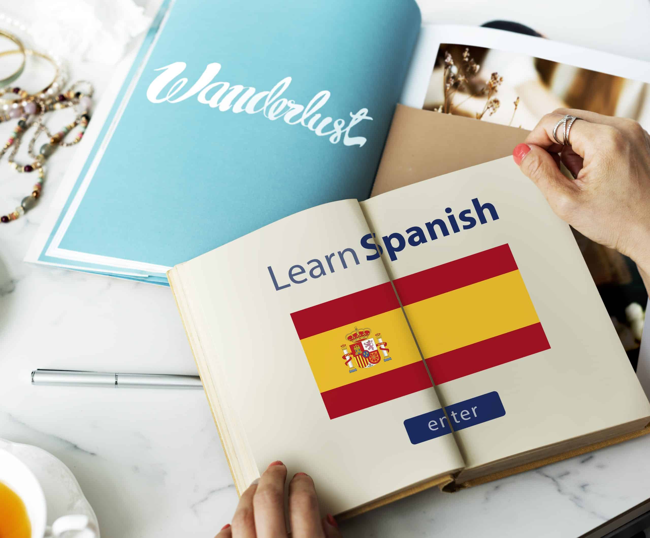 Learn Spanish Language Online Education Concept Learn Spanish Language Online Education Concept